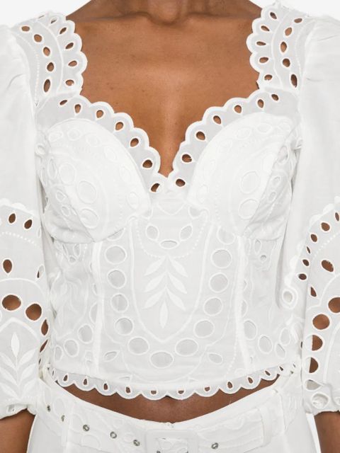 Charo Ruiz Ibiza Bass laced balloon-sleeve top - White