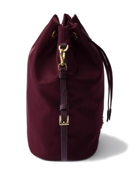 Prada drawstring metal-logo bucket bag - Red - zdjęcie produktu nr 2
