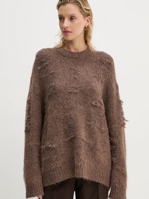 MUNTHE sweter wełniany TACCU damski kolor brązowy 243160724373