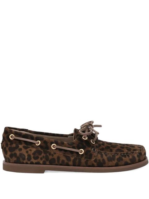 Gianvito Rossi Vandée leopard print lace-up boat shoes - Brown - zdjęcie produktu nr 1