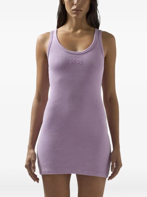 GCDS ribbed-knit log-detail mini dress - Purple