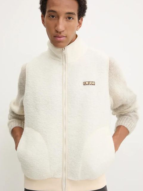 A.P.C. kamizelka blouson sequoia kolor beżowy z aplikacją PSAKA.M02983