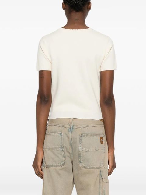 Blumarine scalloped crew neck knitwear - Red