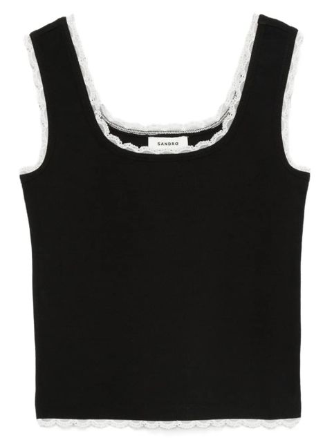 SANDRO square-neck cotton top - Black - zdjęcie produktu nr 1