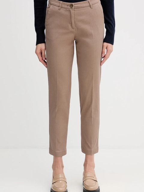 Sisley spodnie damskie kolor brązowy fason cygaretki medium waist 48M855BK7 - zdjęcie produktu nr 1