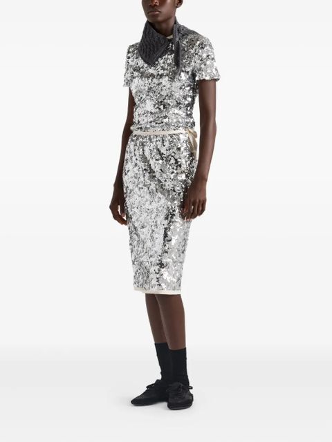 Prada sequin-embellished wrap skirt - Silver