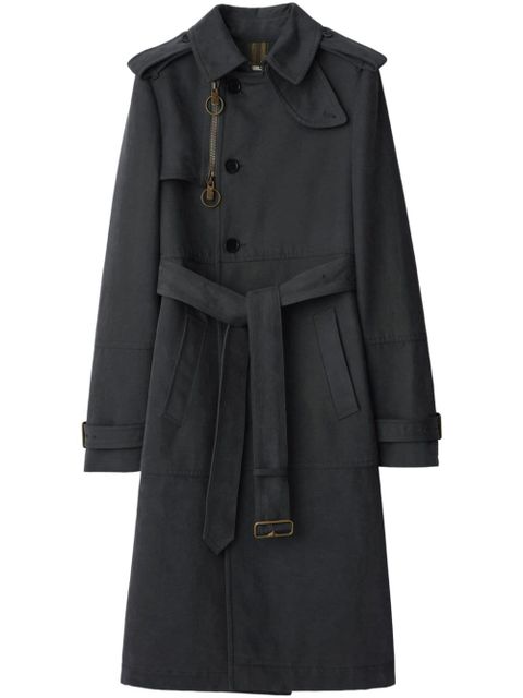 Burberry Long trench coat in cotton and nylon - Blue - zdjęcie produktu nr 1