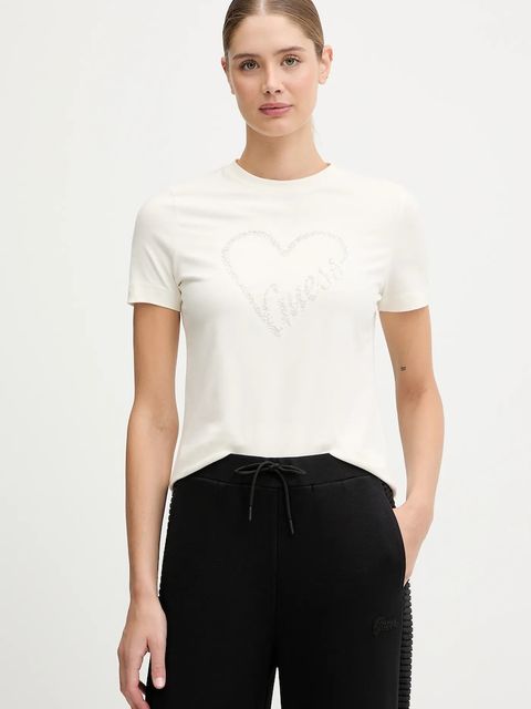 Guess t-shirt LOVE damski kolor beżowy V5BI13 J1314 - zdjęcie produktu nr 1