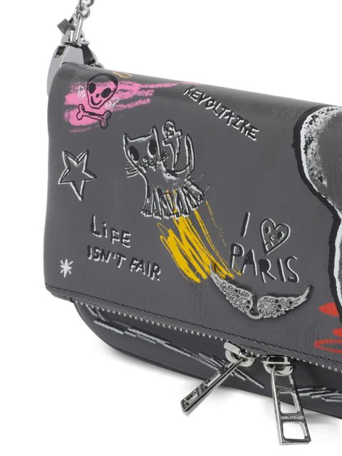 Zadig&Voltaire Nano Humberto patterned chain road rock cross body bag - Grey