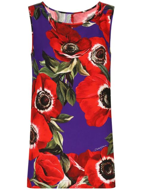 Dolce & Gabbana poppy-print round-neck tank top - Purple - zdjęcie produktu nr 1