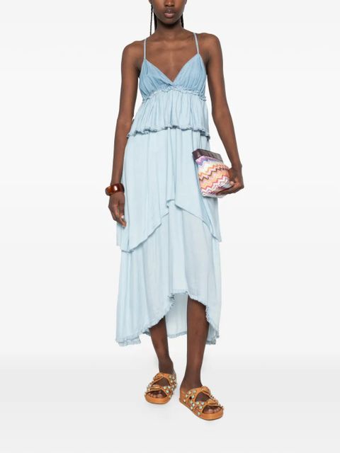 PINKO Agatha ruffled tiered midi dress - Blue - zdjęcie produktu nr 2