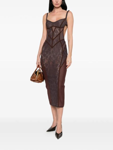 The Attico lace-panelled midi dress - Brown - zdjęcie produktu nr 2