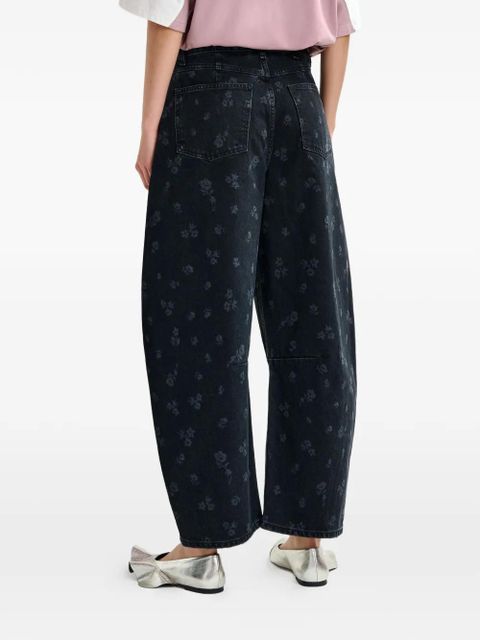 Essentiel Antwerp floral twisted barrel jeans - Black