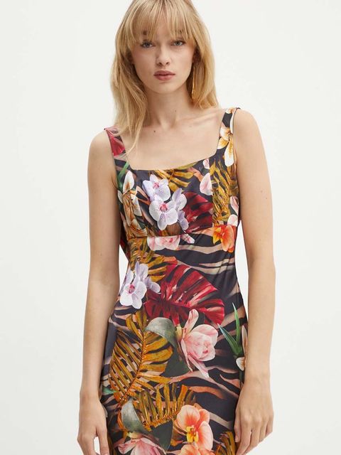 Marciano Guess sukienka ESTELLA kolor czarny maxi rozkloszowana 4YGK15 7139A