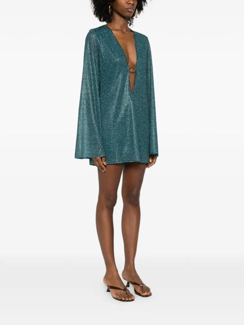 Oséree Lumière V-neck ring mini dress - Green