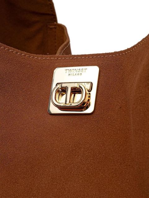 TWINSET large Ventotene suede clasp tote bag - Brown