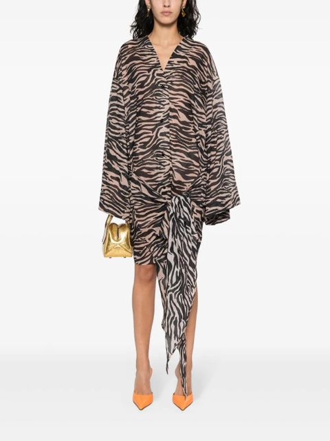 The Attico zebra-print shirt dress - Neutrals