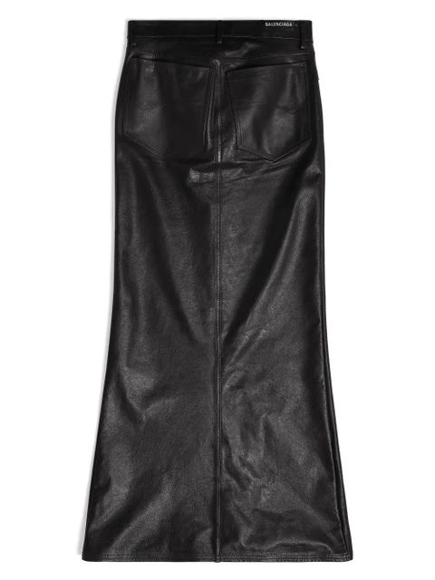 Balenciaga leather mid-rise maxiskirt - Black - zdjęcie produktu nr 2