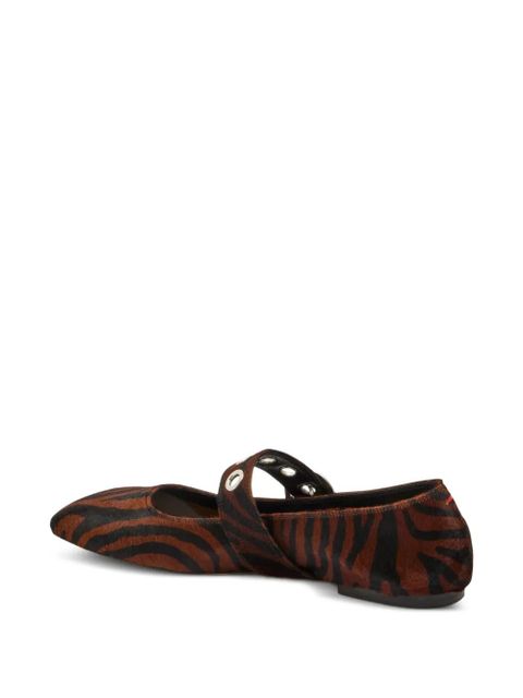 Aeyde Uma zebra-print ballet flats - Brown - zdjęcie produktu nr 2