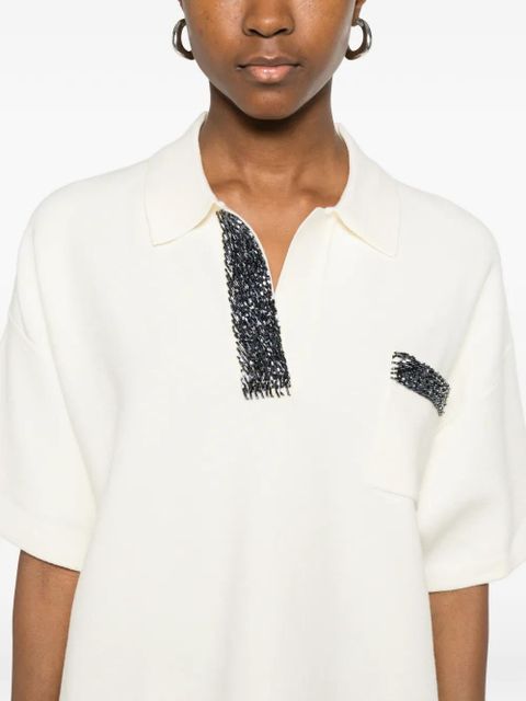 Essentiel Antwerp embellished pocket polo shirt - Neutrals
