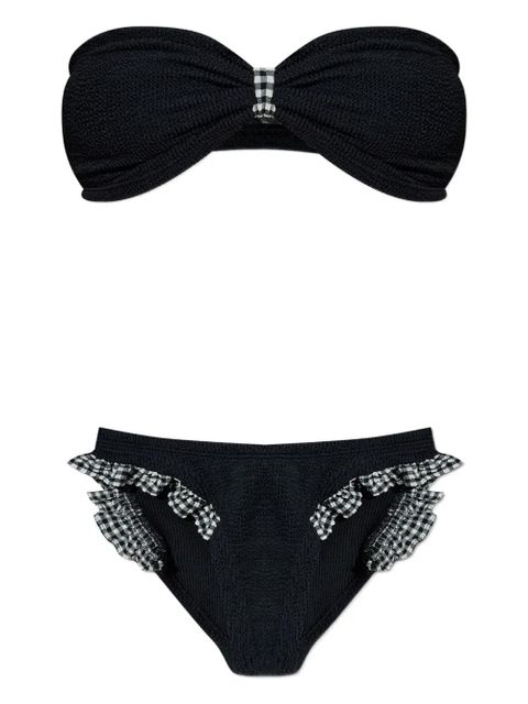 Hunza G Jean gingham-ruffle crinkle bikini - Black - zdjęcie produktu nr 1