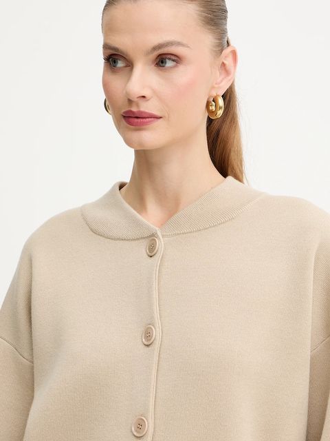BOSS kardigan wełniany damski kolor beżowy 50543544