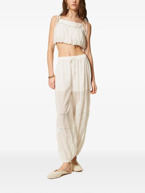 TWINSET lace-insert muslin trousers - White - zdjęcie produktu nr 2
