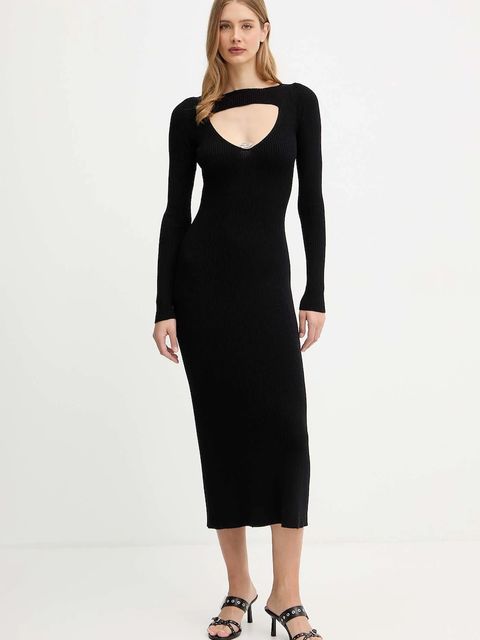 Diesel sukienka wełniana M-OLONI kolor czarny maxi rozkloszowana A18905.0PLBF - zdjęcie produktu nr 1