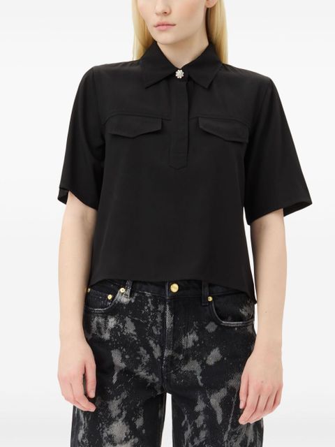 GANNI twill blouse - Black