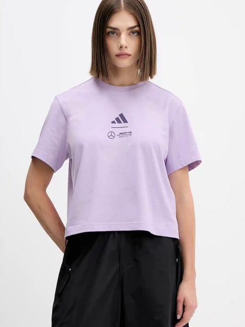 adidas t-shirt bawełniany x Mercedes damski kolor fioletowy JX8816