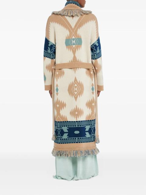 Alanui Icon jacquard fringed cardi-coat - Neutrals