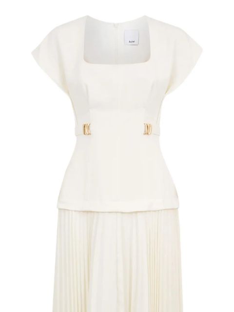 Acler Bollow square-neck pleated maxi dress - Neutrals