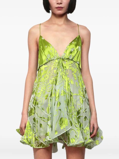 Christopher Esber burnout floral-print mini dress - Green