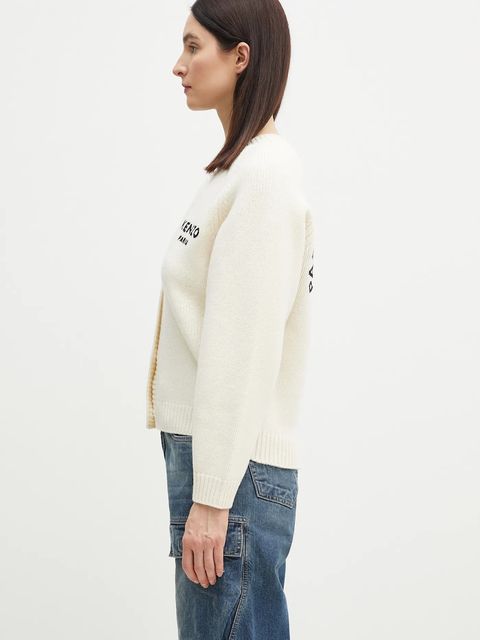 Kenzo kardigan wełniany Pop damski kolor beżowy ciepły FF52CA4983LA.02