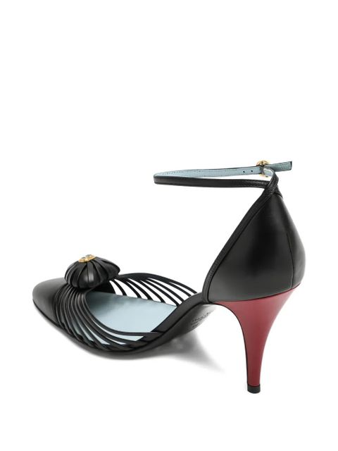 Valentino Garavani 85mm strapped heart-detail heeled pumps - Black