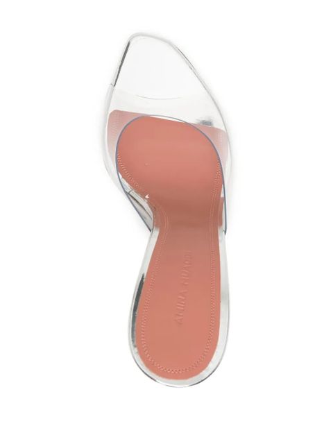 Amina Muaddi Alexa Glass 105mm mules - Silver