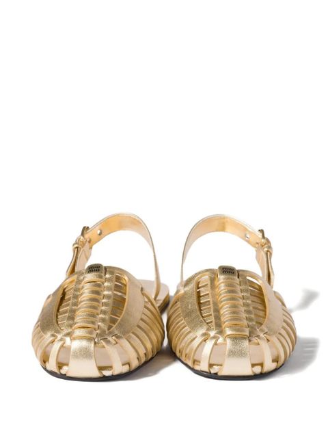 Miu Miu laminated nappa-leather fisherman sandals - Gold