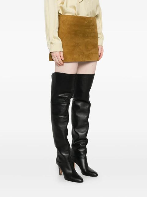 KHAITE Jett suede mini skirt - Brown