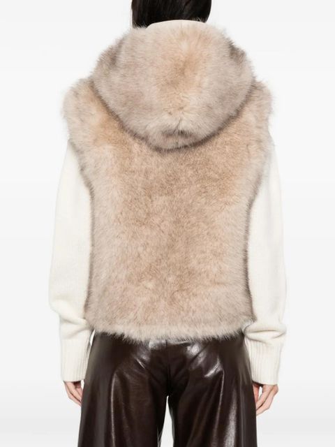 Maje faux fur hooded gilet - Neutrals