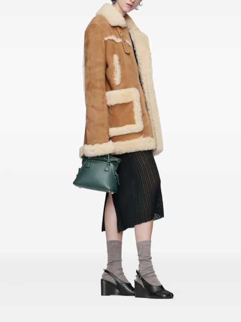 Maison Margiela shearling-trim suede jacket - Brown