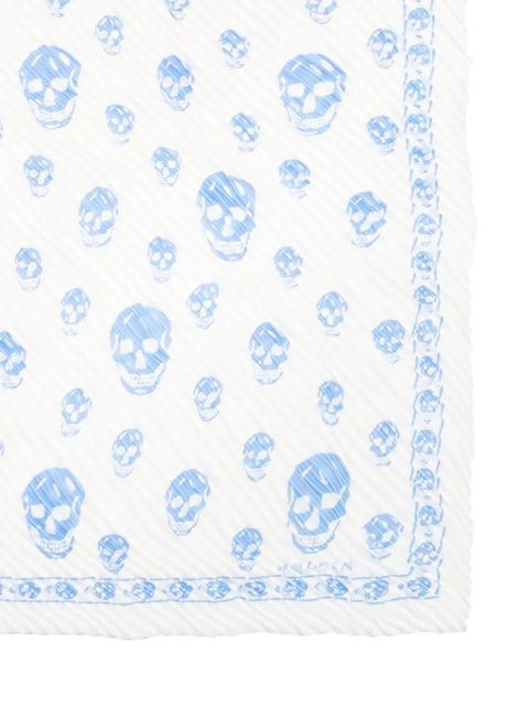 Alexander McQueen skull-print plissé scarf - White - zdjęcie produktu nr 2