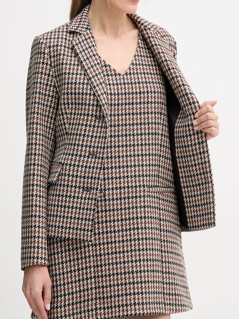 Tommy Hilfiger marynarka wełniana kolor brązowy jednorzędowa wzorzysta WW0WW48266 - zdjęcie produktu nr 2