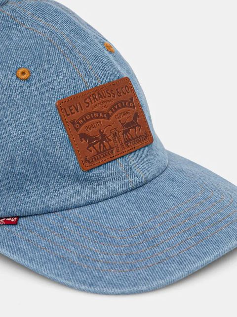 Levi's czapka z daszkiem bawełniana kolor niebieski gładka 000A9-0008