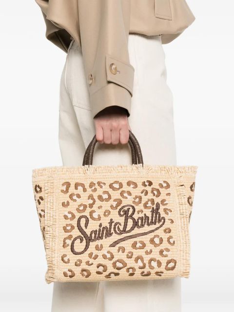 MC2 Saint Barth leopard-embroidered frayed tote bag - Neutrals - zdjęcie produktu nr 2