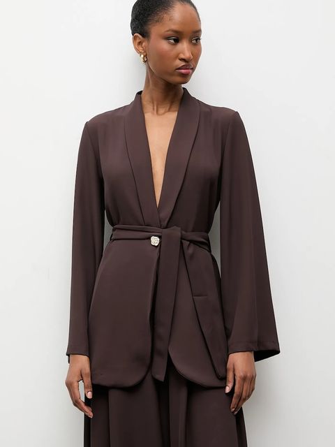 Answear.LAB marynarka kolor brązowy jednorzędowa gładka - zdjęcie produktu nr 1