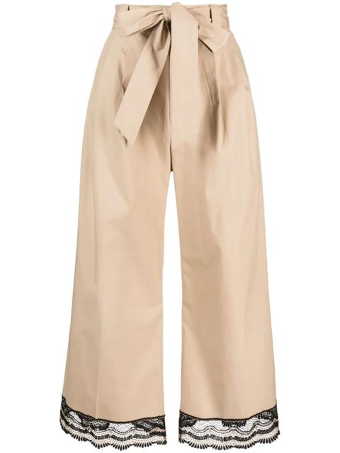 TWINSET lace-trim wide-leg trousers - Neutrals - zdjęcie produktu nr 1
