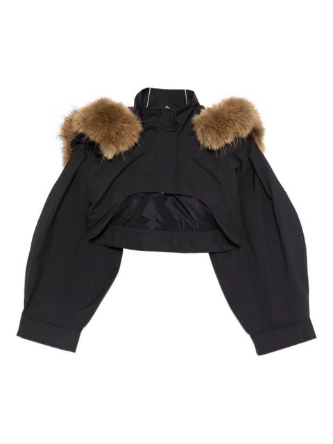 GANNI fur-trim jacket - Black