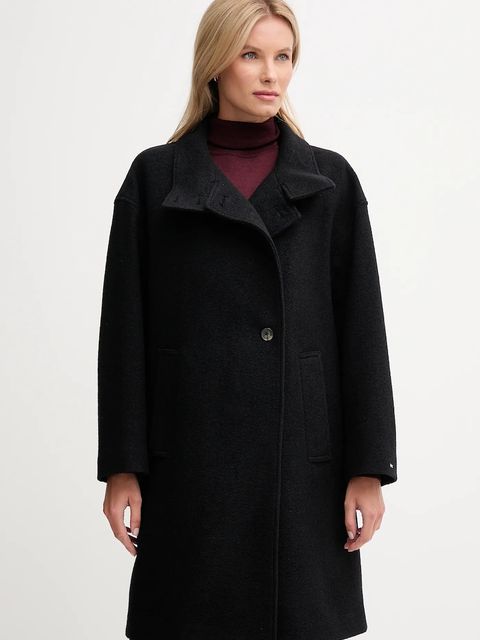 Tommy Hilfiger płaszcz z dodatkiem wełny kolor czarny WW0WW47372 - zdjęcie produktu nr 1