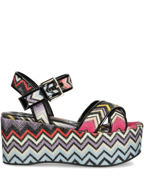 Missoni 85mm zigzag-patterned platform sandals - Black - zdjęcie produktu nr 1