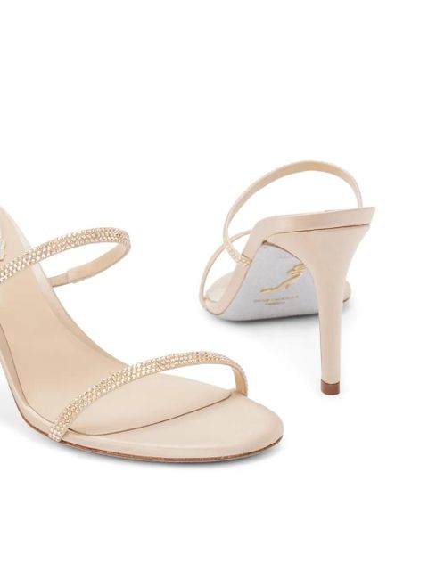 René Caovilla 100mm satin strass sandals - Neutrals